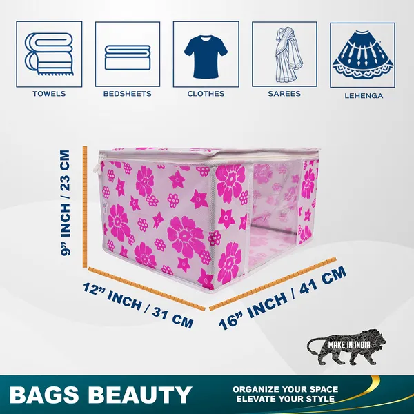 Large_Foldable_Clothes_Storage_Bag_With_Zipper_&_Transparent_Window_|_Floral_Wardrobe_Organizer_For_Saree,_Blanket_&_Quilt_Storage_(Pack_Of_6)
