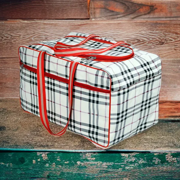 Red_Check_Pattern_Travel_Duffel_Bag_For_Men_&_Women_|_Heavy_Duty_Clothes_Storage_Organizer_|_Large_Capacity_Multipurpose_Luggage_Travel_Bag