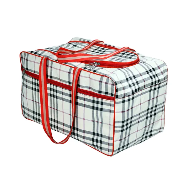 Red_Check_Pattern_Travel_Duffel_Bag_For_Men_&_Women_|_Heavy_Duty_Clothes_Storage_Organizer_|_Large_Capacity_Multipurpose_Luggage_Travel_Bag