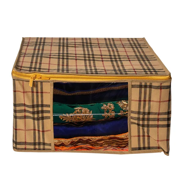 Large_Foldable_Clothes_Storage_Bag_With_Zipper_&_Transparent_Window_|_Checkered_Wardrobe_Organizer_For_Blanket,_Quilt_&_Garment_Storage_|_Saree_Cover_Storage_Box_For_Clothes_With_Premium_Quality_Non_Woven_Combo_Offer_Saree_Organizer_For_Wardrobe/Organizers_For_Clothes/Saree_Cover_(Pack_Of_12)