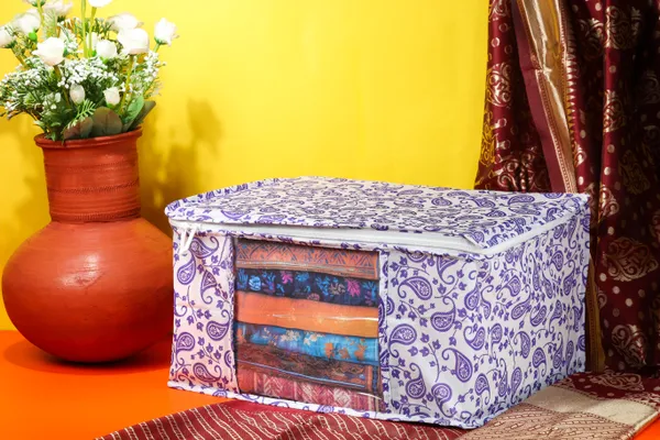 Multipurpose_Foldable_Clothes_Storage_Organizer_With_Front_Window_|_Paisley_Print_Saree,_Blanket_&_Garment_Storage_Bag_For_Wardrobe_(Pack_Of_3)