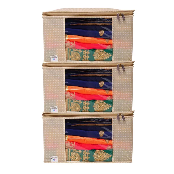 Saree_Cover_Storage_Box_For_Clothes_With_Premium_Quality_Non_Woven_Combo_Offer_Saree_Organizer_For_Large_Foldable_Clothes_Storage_Bag_With_Zipper_&_Transparent_Window_|_Leaf_Print_Wardrobe_Organizer_For_Saree,_Blanket_&_Quilt_Storage_|_Foldable_Saree_Clothes_Storage_Bag_Wardrobe_(Pack_Of_3)