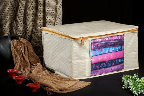 Saree_Cover_Storage_Box_For_Clothes_With_Premium_Quality_Non_Woven_Combo_Offer_Saree_Organizer_For_Large_Foldable_Clothes_Storage_Bag_With_Zipper_&_Transparent_Window_|_Leaf_Print_Wardrobe_Organizer_For_Saree,_Blanket_&_Quilt_Storage_|_Foldable_Saree_Clothes_Storage_Bag_Wardrobe_(Pack_Of_3)