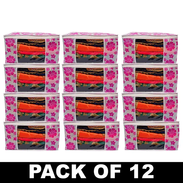 Large_Foldable_Clothes_Storage_Bag_With_Zipper_&_Transparent_Window_|_Floral_Wardrobe_Organizer_For_Saree,_Blanket_&_Quilt_Storage_(Pack_Of_12)