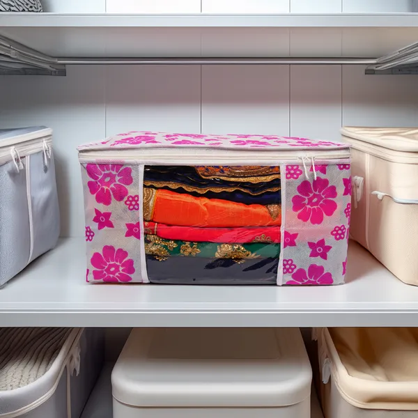 Large_Foldable_Clothes_Storage_Bag_With_Zipper_&_Transparent_Window_|_Floral_Wardrobe_Organizer_For_Saree,_Blanket_&_Quilt_Storage_(Pack_Of_12)