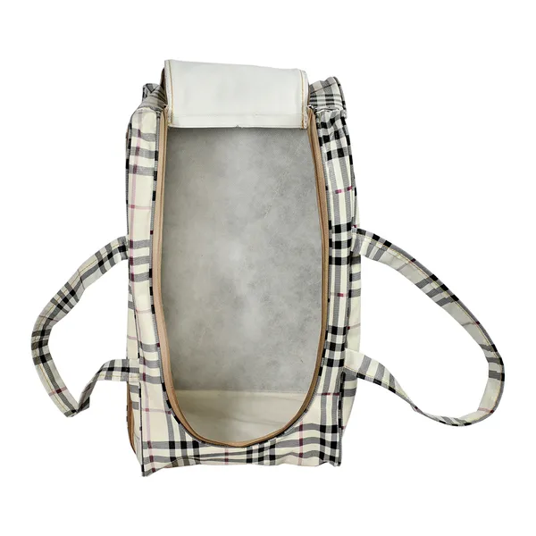 Beige_Check_Pattern_Travel_Bag_For_Men_&_Women_|_Large_Capacity_Storage_Duffel_Bag_|_Durable_Waterproof_Clothes_Organizer_For_Travel
