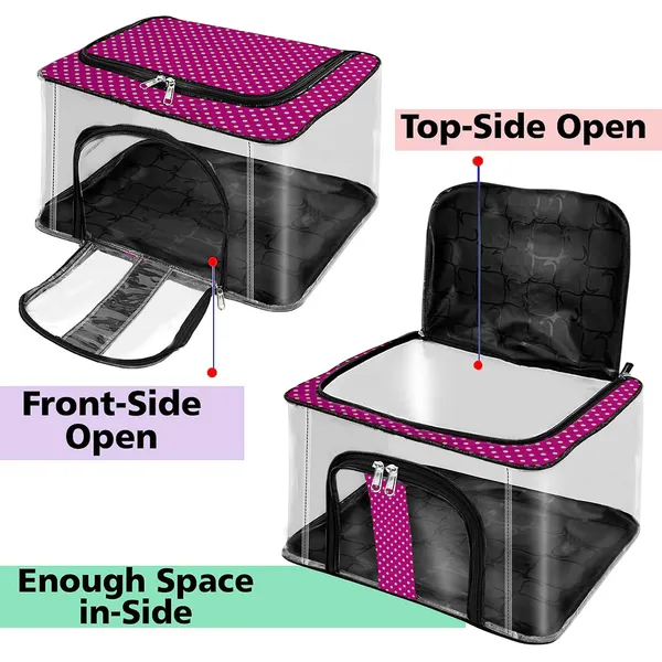 Transparent_Wardrobe_Clothes_Storage_Organizer_|_Dual_Zipper_Front_&_Upper_Opening_|_Foldable_Dustproof_Storage_Bag_(Pink)