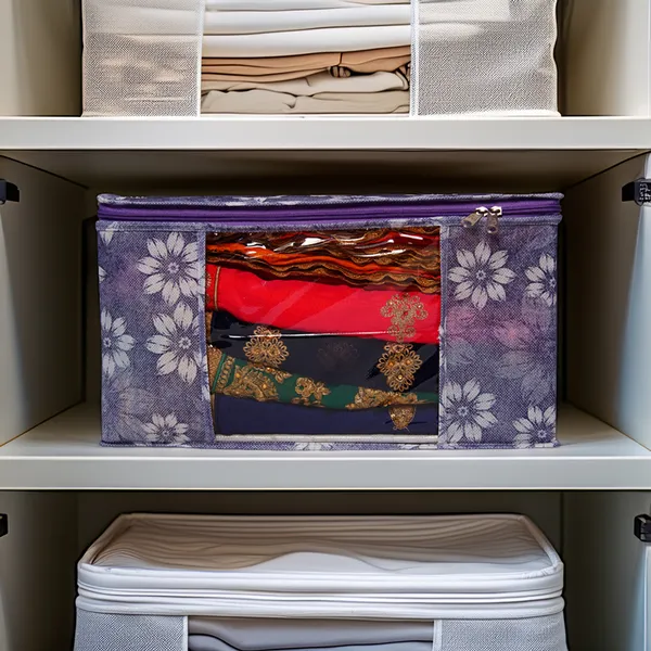 Grey_Floral_Foldable_Storage_Bag_With_Zipper_Window_|_Saree_Cover_Storage_Box_For_Clothes_With_Premium_Quality_Non_Woven_Combo_Offer_Saree_Organizer_For_Wardrobe/Organizers_For_Clothes/Saree_Cover_|_Saree_Bags_Saree_Covers_For_Storage,_Wardrobe_Organiser_|_Foldable_Saree_Clothes_Storage_Bag_Wardrobe_(Pack_Of_12)