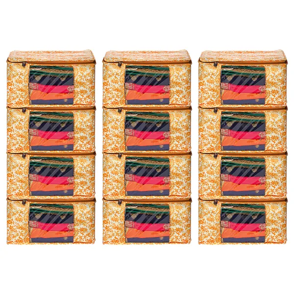 Large_Foldable_Clothes_Storage_Bag_With_Zipper_&_Transparent_Window_|_Orange_Floral_Wardrobe_Organizer_For_Saree,_Blanket_&_Quilt_Storage_|_Saree_Cover_Storage_Box_For_Clothes_With_Premium_Quality_Non_Woven_Combo_Offer_Saree_Organizer_For_Wardrobe/Organizers_For_Clothes/Saree_Cover_|_Foldable_Saree_Clothes_Storage_Bag_Wardrobe_(Pack_Of_12)