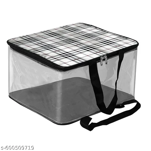 Printed_Transparent_Pvc_Garment_Storage_Bag_-_Black/Beige_|_Multipurpose_Shopping_&_Clothing_Organizer_|_Large_Clear_Storage_Bag_With_Strong_Handles_|_Saree,_Blanket_&_Wardrobe_Organizer