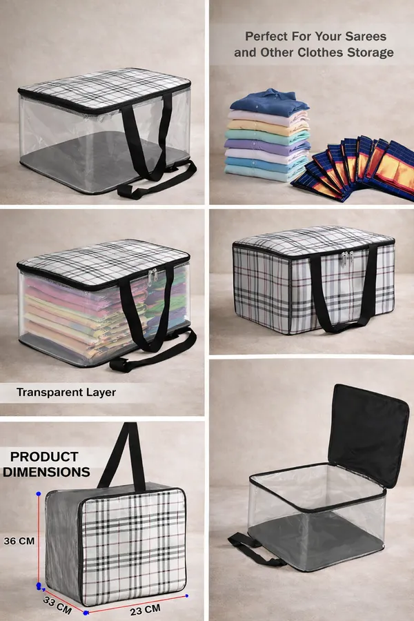 Printed_Transparent_Pvc_Garment_Storage_Bag_-_Black/Beige_|_Multipurpose_Shopping_&_Clothing_Organizer_|_Large_Clear_Storage_Bag_With_Strong_Handles_|_Saree,_Blanket_&_Wardrobe_Organizer