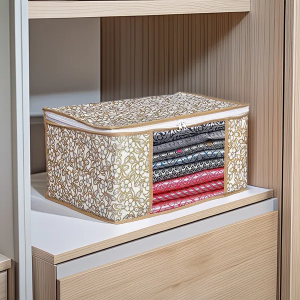 Floral_Foldable_Storage_Bag_With_Zipper_Window_|_Large_Clothes,_Blanket_&_Saree_Organizer_For_Wardrobe_(Pack_Of_12)