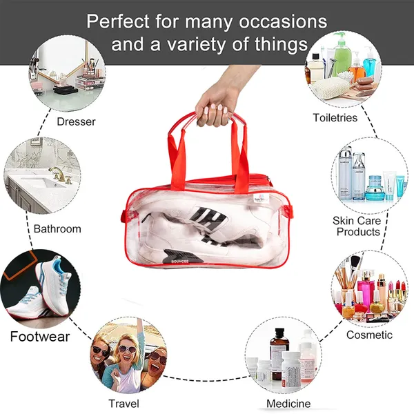 Multipurpose_Transparent_Travel_Kit_Organizer_With_Handle_|_Shoe_Carry_Bag_&_Novelty_Storage_Bag_For_Travel_Essentials_(Red)