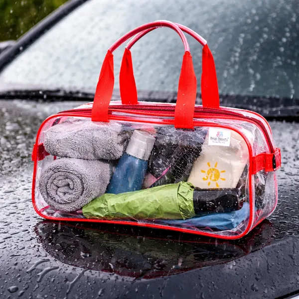 Multipurpose_Transparent_Travel_Kit_Organizer_With_Handle_|_Shoe_Carry_Bag_&_Novelty_Storage_Bag_For_Travel_Essentials_(Red)