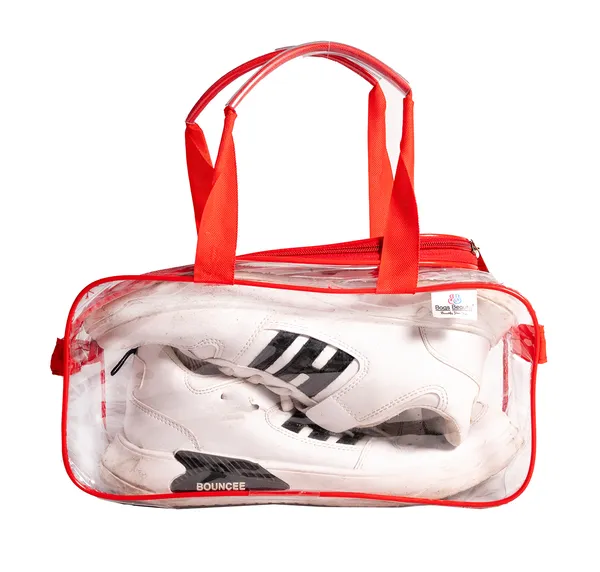 Multipurpose_Transparent_Travel_Kit_Organizer_With_Handle_|_Shoe_Carry_Bag_&_Novelty_Storage_Bag_For_Travel_Essentials_(Red)