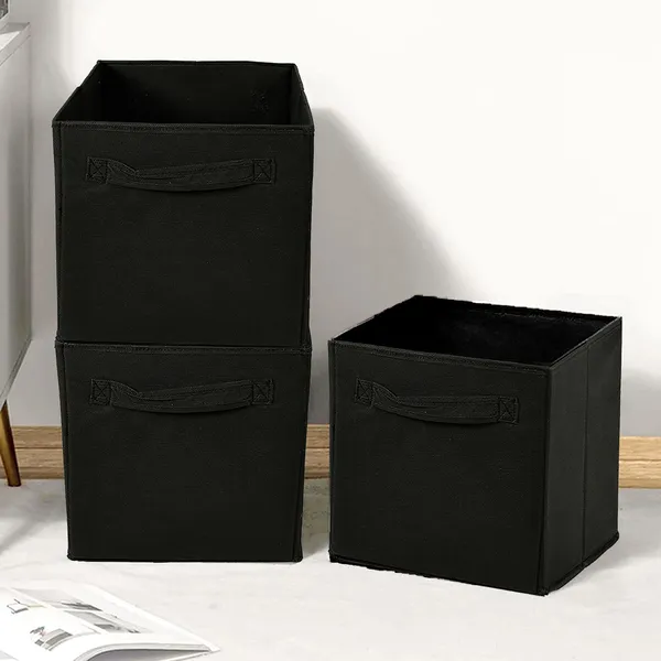 Foldable_Wardrobe_Clothes_Storage_Box_With_Handles_|_20L_Garment_Organizer_For_Kurtis,_Dresses_&_Kids_Clothes_|_100_Gsm_Non-Woven_Hardboard_Storage_Bin_(Black)