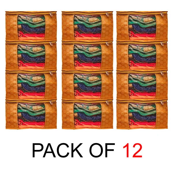 Premium_Printed_Clothes_Storage_Bag_With_Clear_Window_&_Zipper_|_Foldable_Wardrobe_Organizer_For_Saree,_Blanket_&_Bedding_|_Saree_Cover_Storage_Box_For_Clothes_With_Premium_Quality_Non_Woven_Combo_Offer_Saree_Organizer_For_Wardrobe/Organizers_For_Clothes/Saree_Cover_(Pack_Of_12)