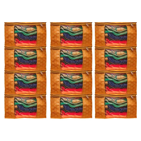Premium_Printed_Clothes_Storage_Bag_With_Clear_Window_&_Zipper_|_Foldable_Wardrobe_Organizer_For_Saree,_Blanket_&_Bedding_|_Saree_Cover_Storage_Box_For_Clothes_With_Premium_Quality_Non_Woven_Combo_Offer_Saree_Organizer_For_Wardrobe/Organizers_For_Clothes/Saree_Cover_(Pack_Of_12)