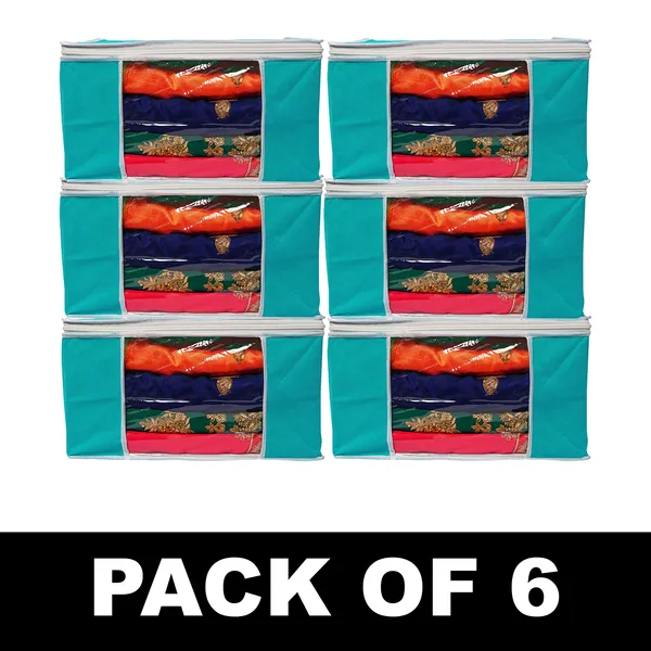 Solid_Color_Foldable_Storage_Bag_With_Zipper_Window_|_Large_Clothes_&_Blanket_Organizer_For_Wardrobe_|_Foldable_Royal_Print_Saree_Cover_Set_|_Saree_Bags_Saree_Covers_For_Storage,_Wardrobe_Organiser_|_Foldable_Saree_Clothes_Storage_Bag_Wardrobe_(Pack_Of_6)