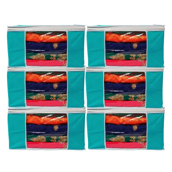 Solid_Color_Foldable_Storage_Bag_With_Zipper_Window_|_Large_Clothes_&_Blanket_Organizer_For_Wardrobe_|_Foldable_Royal_Print_Saree_Cover_Set_|_Saree_Bags_Saree_Covers_For_Storage,_Wardrobe_Organiser_|_Foldable_Saree_Clothes_Storage_Bag_Wardrobe_(Pack_Of_6)