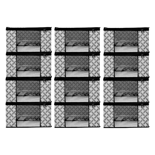 Multipurpose_Foldable_Storage_Bag_With_Zipper_Window_|_Large_Clothes_&_Blanket_Organizer_For_Wardrobe_(Pack_Of_12)