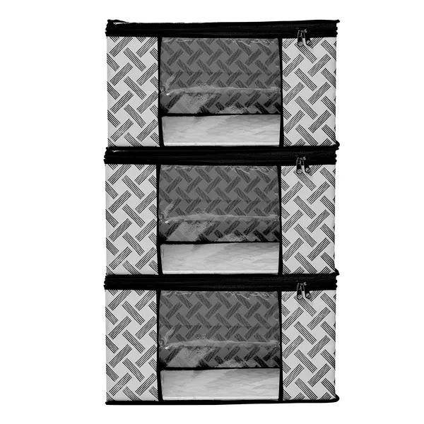 Multipurpose_Foldable_Storage_Bag_With_Zipper_Window_|_Large_Clothes_&_Blanket_Organizer_For_Wardrobe_(Pack_Of_3)