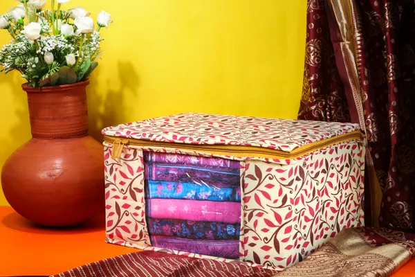 Saree_Cover_Storage_Box_For_Clothes_With_Premium_Quality_Non_Woven_Combo_Offer_Saree_Organizer_For_Large_Foldable_Clothes_Storage_Bag_With_Zipper_&_Transparent_Window_|_Leaf_Print_Wardrobe_Organizer_For_Saree,_Blanket_&_Quilt_Storage_|_Foldable_Saree_Clothes_Storage_Bag_Wardrobe_(Pack_Of_3)
