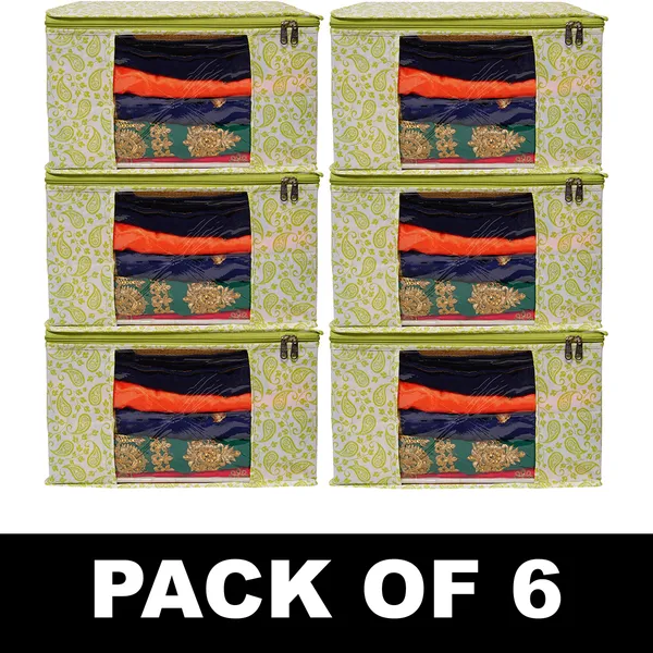 Premium_Paisley_Clothes_Storage_Bag_With_Clear_Window_&_Zipper_|_Foldable_Wardrobe_Organizer_For_Saree,_Blanket_&_Bedding_(Pack_Of_6)