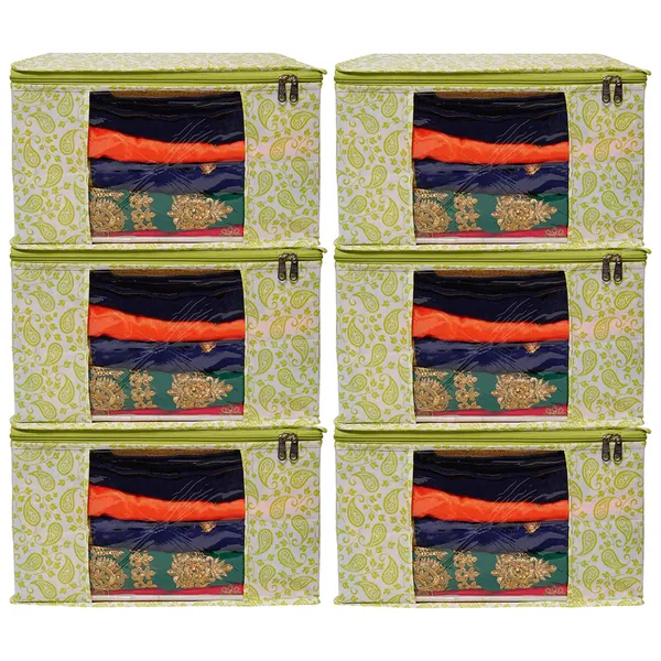 Premium_Paisley_Clothes_Storage_Bag_With_Clear_Window_&_Zipper_|_Foldable_Wardrobe_Organizer_For_Saree,_Blanket_&_Bedding_(Pack_Of_6)