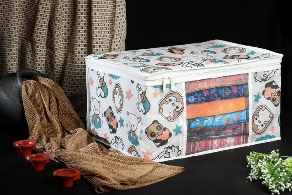 Multipurpose_Foldable_Clothes_Storage_Organizer_With_Front_Window_|_Cartoon_Print_Garment,_Blanket_&_Saree_Storage_Bag_For_Wardrobe_|_Saree_Cover_Storage_Box_For_Clothes_With_Premium_Quality_Non_Woven_Combo_Offer_Saree_Organizer_For_Wardrobe/Organizers_For_Clothes/Saree_Cover_|_(Pack_Of_3)