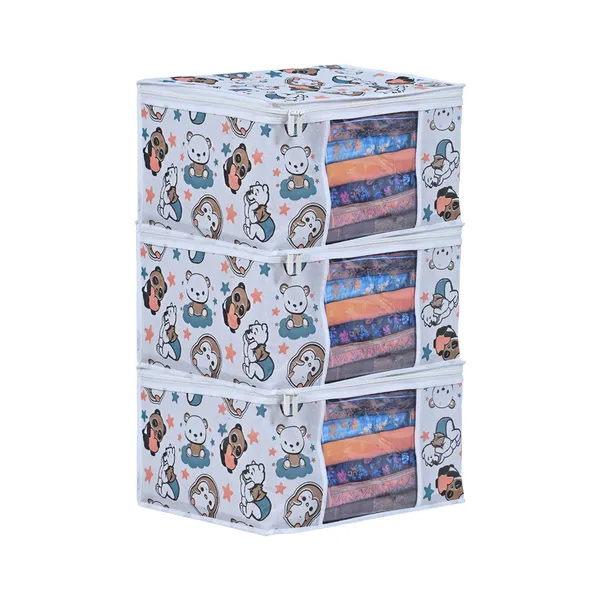 Multipurpose_Foldable_Clothes_Storage_Organizer_With_Front_Window_|_Cartoon_Print_Garment,_Blanket_&_Saree_Storage_Bag_For_Wardrobe_|_Saree_Cover_Storage_Box_For_Clothes_With_Premium_Quality_Non_Woven_Combo_Offer_Saree_Organizer_For_Wardrobe/Organizers_For_Clothes/Saree_Cover_|_(Pack_Of_3)