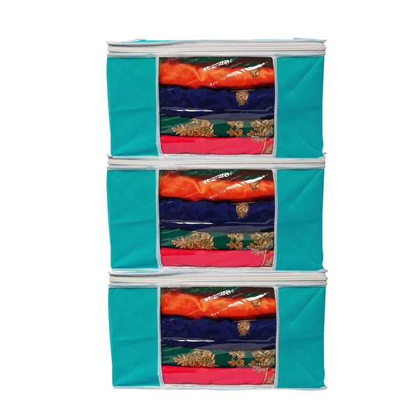 Solid_Color_Foldable_Storage_Bag_With_Zipper_Window_|_Large_Clothes_&_Blanket_Organizer_For_Wardrobe_|_Foldable_Royal_Print_Saree_Cover_Set_|_Saree_Bags_Saree_Covers_For_Storage,_Wardrobe_Organiser_|_Foldable_Saree_Clothes_Storage_Bag_Wardrobe_(Pack_Of_3)