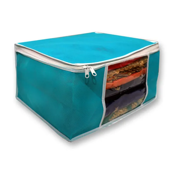 Solid_Color_Foldable_Storage_Bag_With_Zipper_Window_|_Large_Clothes_&_Blanket_Organizer_For_Wardrobe_|_Foldable_Royal_Print_Saree_Cover_Set_|_Saree_Bags_Saree_Covers_For_Storage,_Wardrobe_Organiser_|_Foldable_Saree_Clothes_Storage_Bag_Wardrobe_(Pack_Of_3)