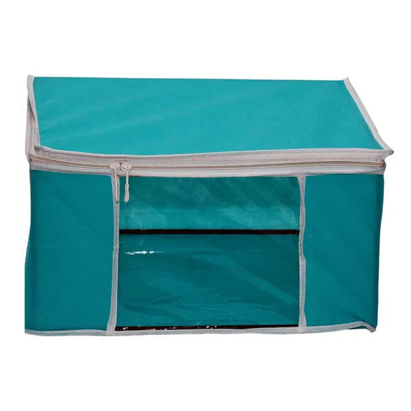 Solid_Color_Foldable_Storage_Bag_With_Zipper_Window_|_Large_Clothes_&_Blanket_Organizer_For_Wardrobe_|_Foldable_Royal_Print_Saree_Cover_Set_|_Saree_Bags_Saree_Covers_For_Storage,_Wardrobe_Organiser_|_Foldable_Saree_Clothes_Storage_Bag_Wardrobe_(Pack_Of_3)