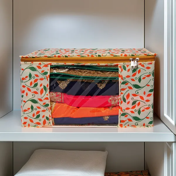 Saree_Cover_Storage_Box_For_Clothes_With_Premium_Quality_Non_Woven_Combo_Offer_Saree_Organizer_For_Wardrobe/Organizers_For_Clothes/Saree_Cover_|_Large_Foldable_Clothes_Storage_Bag_With_Zipper_&_Transparent_Window_|_Multicolor_Floral_Wardrobe_Organizer_For_Saree,_Blanket_&_Quilt_Storage_(Pack_Of_6)