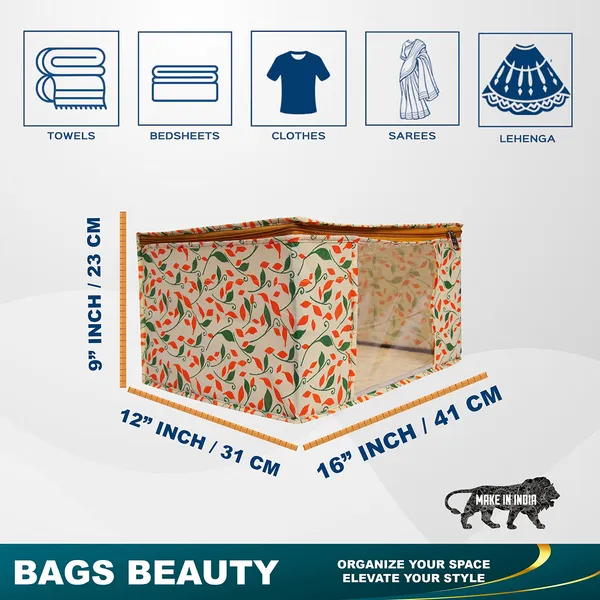 Saree_Cover_Storage_Box_For_Clothes_With_Premium_Quality_Non_Woven_Combo_Offer_Saree_Organizer_For_Wardrobe/Organizers_For_Clothes/Saree_Cover_|_Large_Foldable_Clothes_Storage_Bag_With_Zipper_&_Transparent_Window_|_Multicolor_Floral_Wardrobe_Organizer_For_Saree,_Blanket_&_Quilt_Storage_(Pack_Of_6)