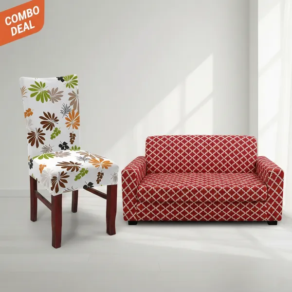 Red_Diamond_Polyester_Stretchable_Printed_Sofa_Cover_And_Brown_Beige_Polyester_Stretchable_Dining_Chair_Cover_Set_Of_8_Washable_Slip_Covers_Combo_Pack_Of_2