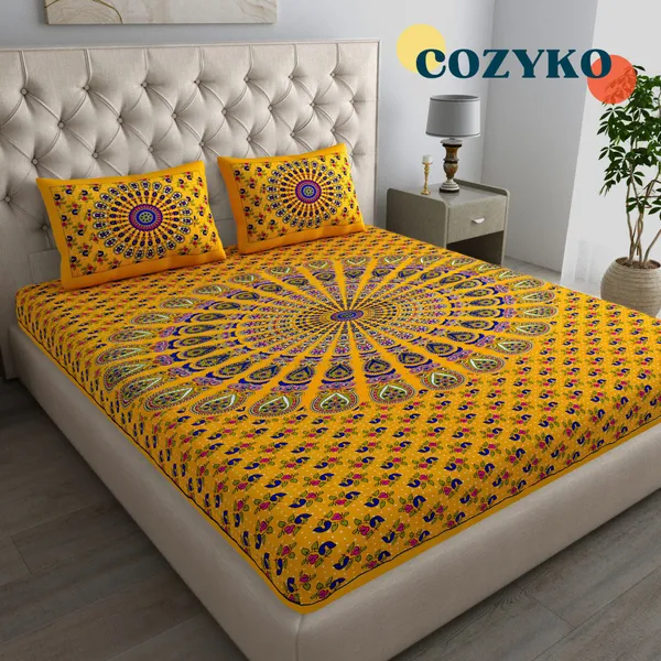 Queen_Size_Cotton_Printed_Bedsheet_With_Pillow_Cover_TC_144