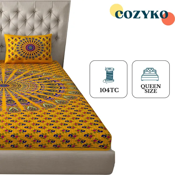 Queen_Size_Cotton_Printed_Bedsheet_With_Pillow_Cover_TC_144