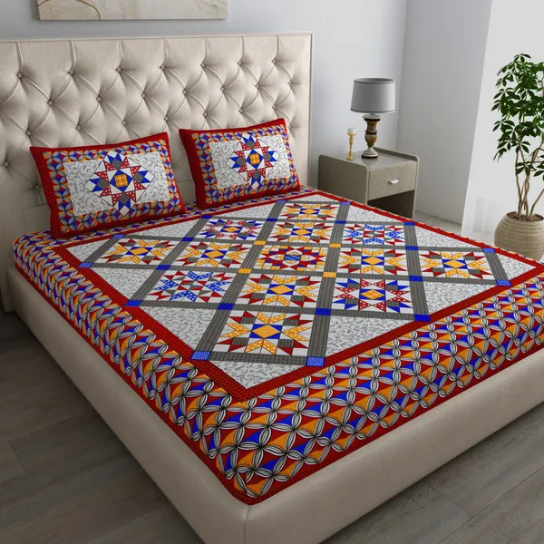 Queen_Size_Cotton_Abstract_Bedsheet_With_Pillow_Cover_TC_144