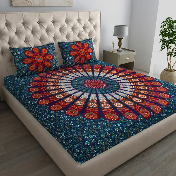 Queen_Size_Cotton_Printed_Bedsheet_With_Pillow_Cover_TC_144