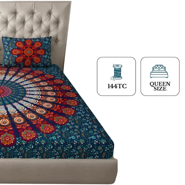Queen_Size_Cotton_Printed_Bedsheet_With_Pillow_Cover_TC_144