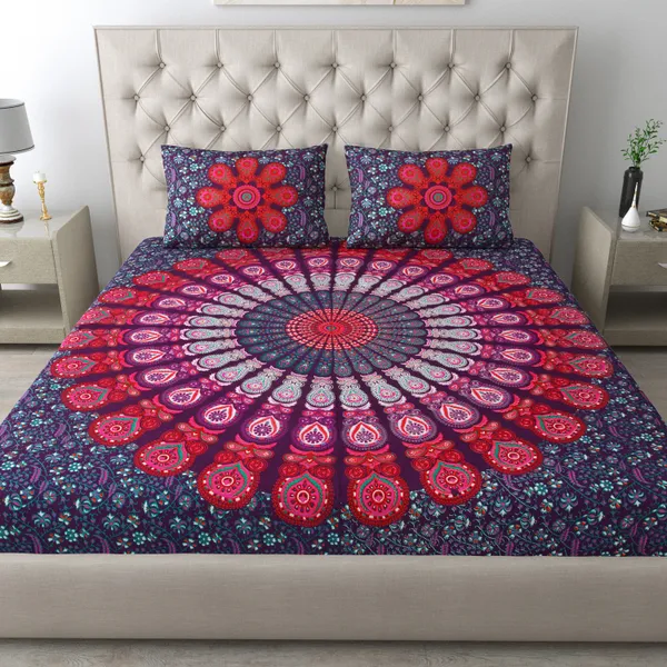 Queen_Size_Cotton_Printed_Bedsheet_With_Pillow_Cover_TC_144