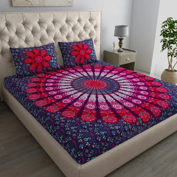 Queen_Size_Cotton_Printed_Bedsheet_With_Pillow_Cover_TC_144