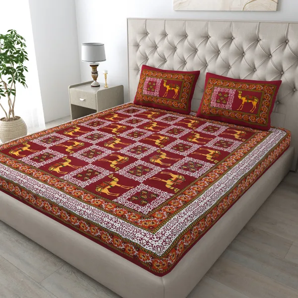Queen_Size_Cotton_Printed_Bedsheet_With_Pillow_Cover_TC_144