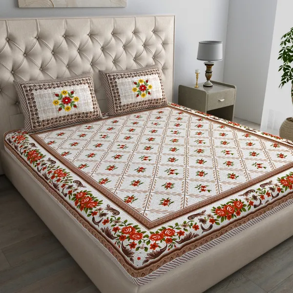 Queen_Size_Cotton_Floral_Bedsheet_With_Pillow_Cover_TC_144