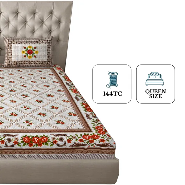 Queen_Size_Cotton_Floral_Bedsheet_With_Pillow_Cover_TC_144