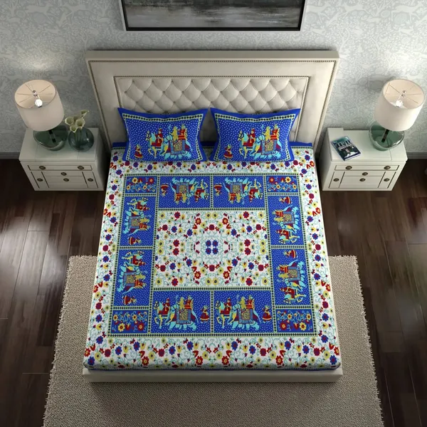 Queen_Size_Cotton_Jaipuri_Prints_Bedsheet_With_Pillow_Cover_144_TC