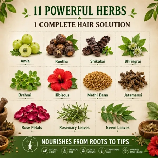 11_RAW_Herbs_Mix_Combo_pack_of___250gm__Amla,reetha,shikakai,bhirngraj,hibiscus,Methidana,Rosemarry,Neem,Rose,Bharmi_and_Jatamansi