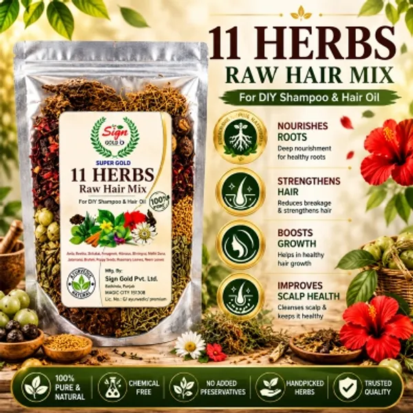 11_RAW_Herbs_Mix_Combo_pack_of___250gm__Amla,reetha,shikakai,bhirngraj,hibiscus,Methidana,Rosemarry,Neem,Rose,Bharmi_and_Jatamansi